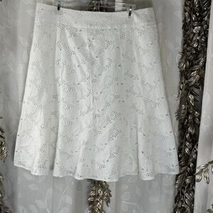 Coldwater Creek White Lace‎ Skirt L Cottagecore, Parisian, Coastal, 100% Cotton